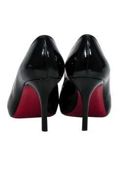 Christian Louboutin - Black Patent Leather Peep Toe Heels Sz 7