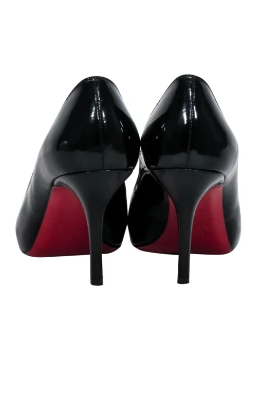 Christian Louboutin - Black Patent Leather Peep Toe Heels Sz 7