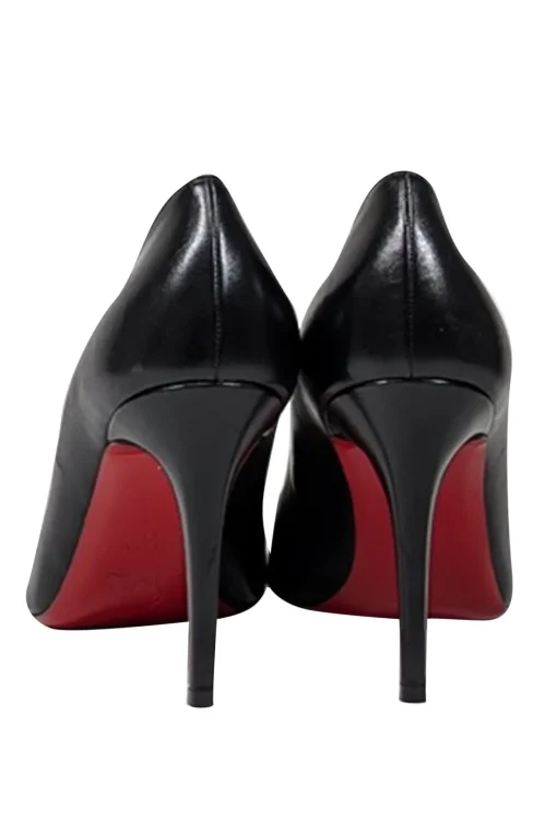 Christian Louboutin - Black Leather Pointed Toe Pumps Sz 11