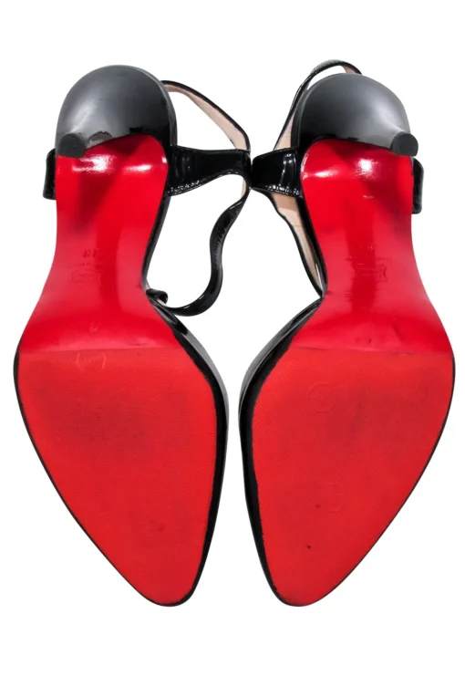 Christian Louboutin - Black Patent Leather Strappy Pumps Sz 8
