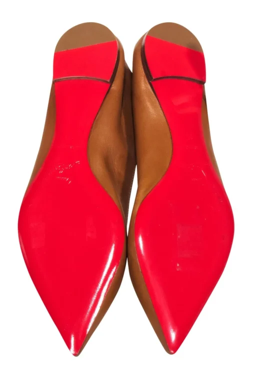 Christian Louboutin - Tan Leather Pointed Toe Flats Sz 7