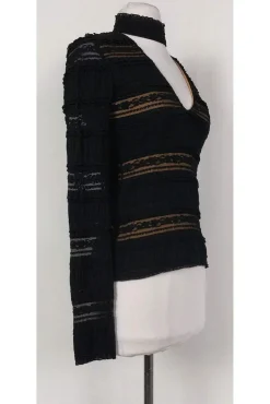Cinq a Sept - Black Lace Cut Out Top Sz XS