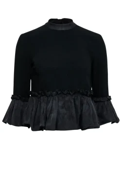 Cinq a Sept - Black Ruffled Peplum Top Sz XS