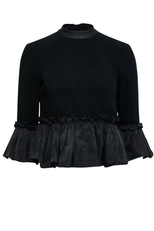 Cinq a Sept - Black Ruffled Peplum Top Sz XS