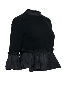 Cinq a Sept - Black Ruffled Peplum Top Sz XS