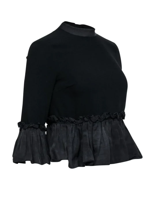 Cinq a Sept - Black Ruffled Peplum Top Sz XS