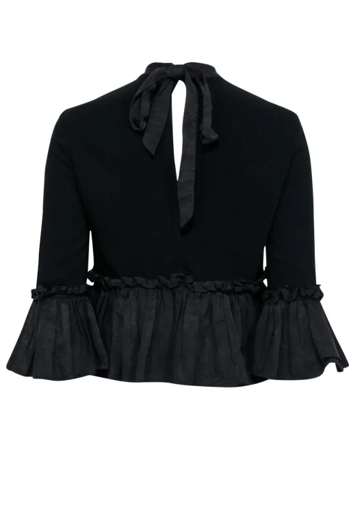 Cinq a Sept - Black Ruffled Peplum Top Sz XS