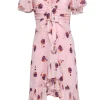 Cinq a Sept - Blush Pink w/ Plum Floral Print Ruffle Trim Dress Sz 2