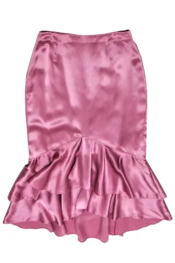 Cinq a Sept - Pink Ruffle Silk Midi Skirt Sz 6