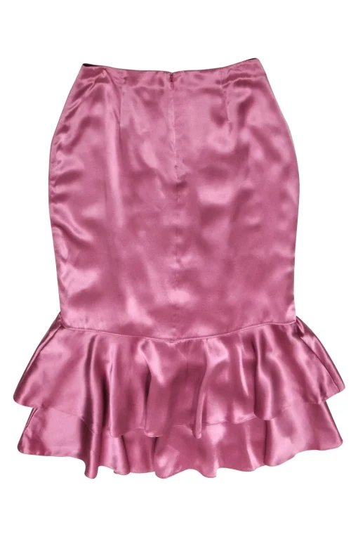 Cinq a Sept - Pink Ruffle Silk Midi Skirt Sz 6