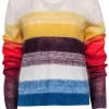 Cinq a Sept - White & Multicolor Stripe Mohair w/ Wool blend Sweater Sz M