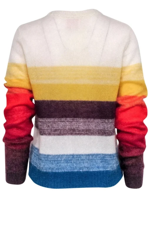 Cinq a Sept - White & Multicolor Stripe Mohair w/ Wool blend Sweater Sz M