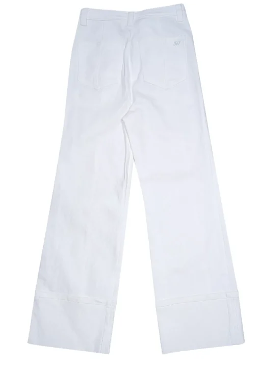 Cinq a Sept - White Button Up High Rise Wide Leg w/ Cuff Pant Sz 2