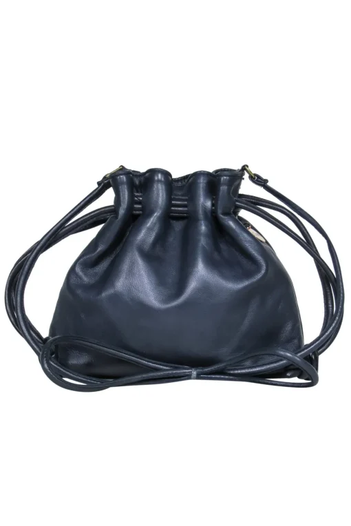 Clare V. - Navy Leather Drawstring Bucket-Style Crossbody