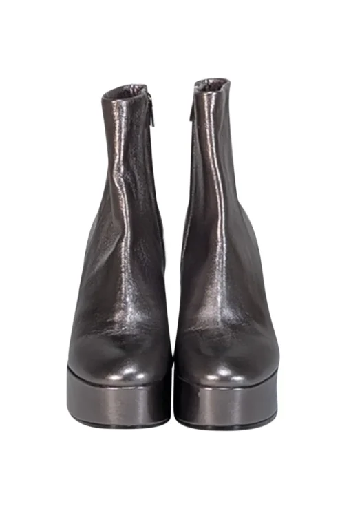 Clergerie Paris - Silver Gunmetal Metallic Wedge Booties Sz 9