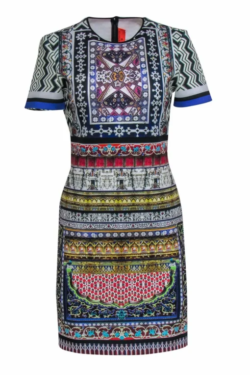 Clover Canyon - Neoprene Digital Print Short Sleeve Midi Dress Sz L