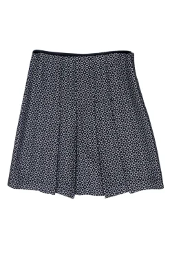Club Monaco - Black & Silver Geometric Brocade Pleated Skirt Sz 0