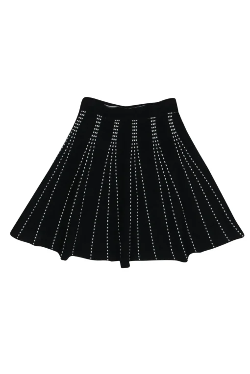 Club Monaco - Black & White Knit "Plunetta" Circle Skirt Sz XS
