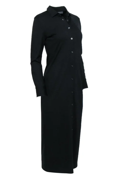 Club Monaco - Black Knit Maxi Shirt Dress Sz XS