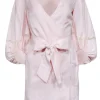 Club Monaco - Blush Pink Linen Blend Crop Sleeve Wrap Dress Sz 0