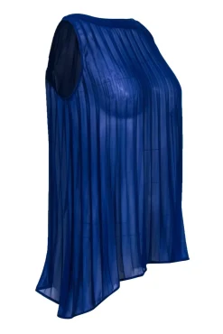 Club Monaco - Cobalt Pleated Sheer Tank w/ Back Purple Bow Sz XS