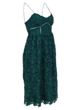 Club Monaco - Hunter Green Floral Lace Sleeveless Midi Dress Sz 0