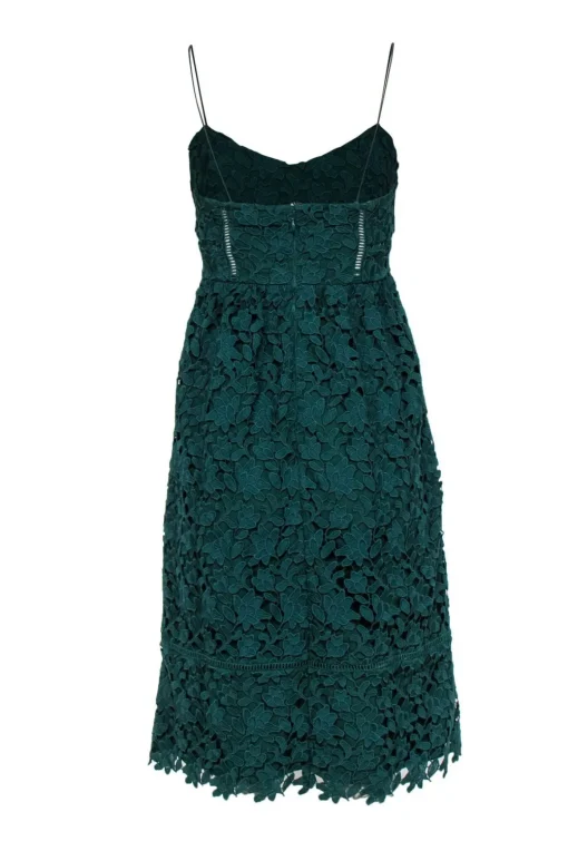 Club Monaco - Hunter Green Floral Lace Sleeveless Midi Dress Sz 0