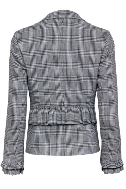 Club Monaco - White & Black Plaid Ruffled Blazer Sz 00