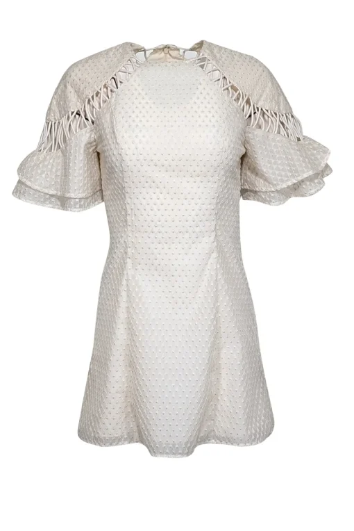 C/MEO Collective - Cream Textured Cross Detail Dress Sz 4