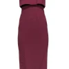 C/MEO Collective - Rust Red Ribbed Strapless Bodycon Midi Dress Sz