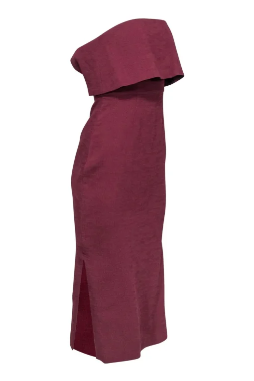 C/MEO Collective - Rust Red Ribbed Strapless Bodycon Midi Dress Sz