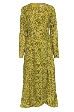 C/MEO Collective - Yellow & Blue Floral Faux Maxi Wrap Dress Sz XS
