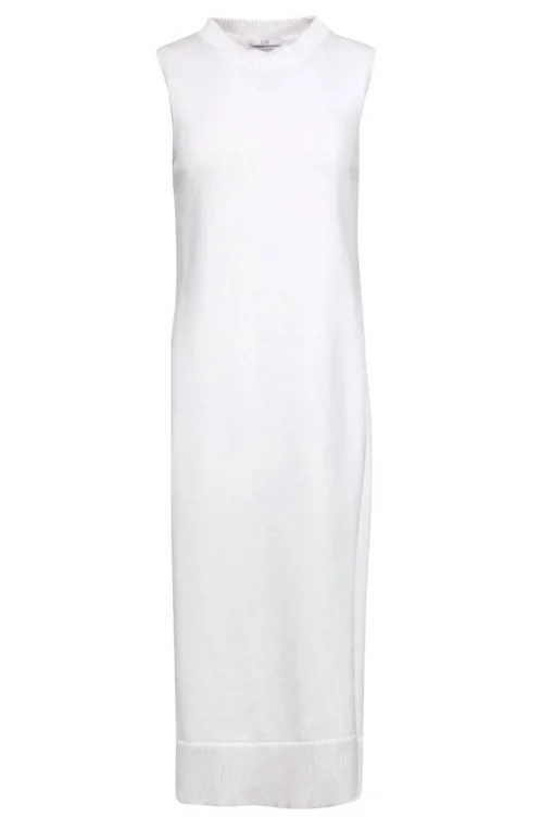 CO - White Knit Sleeveless Longline Sweater w/ High Side Slits Sz S