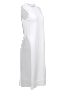 CO - White Knit Sleeveless Longline Sweater w/ High Side Slits Sz S