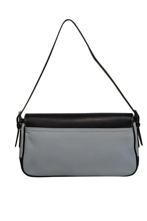 Coach - Baby Blue w/ Blacvk Leather Baguette Shoulder Bag