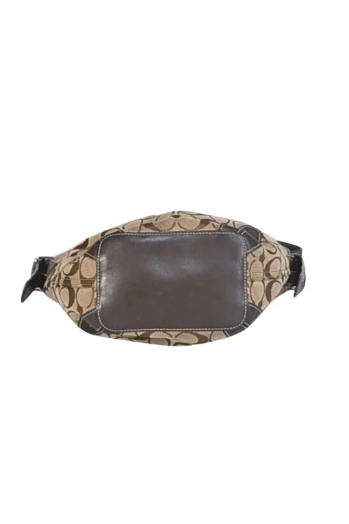Coach - Beige & Brown Monogram Canvas Shoulder Bag