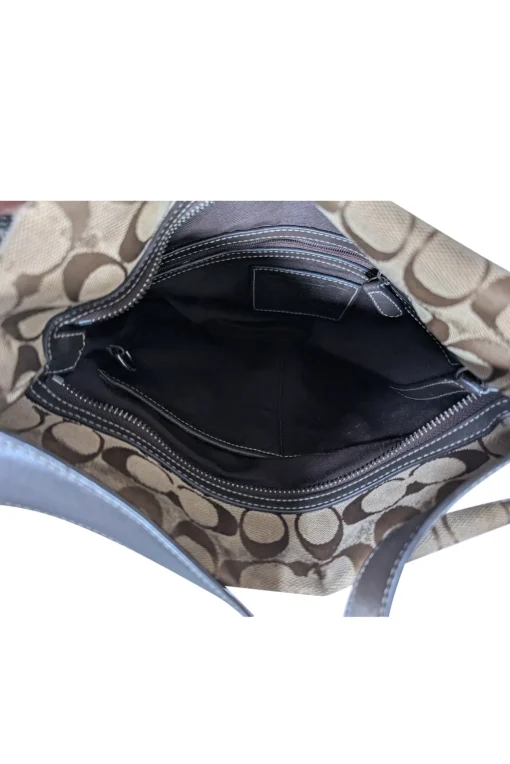 Coach - Beige & Brown Monogram Canvas Shoulder Bag