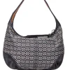 Coach - Black & Grey Monogram Shoulder Bag w/ Leather Trim
