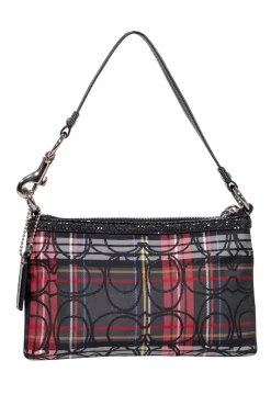 Coach - Black & Red Plaid Monogram Mini Bag