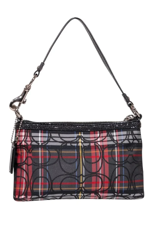 Coach - Black & Red Plaid Monogram Mini Bag