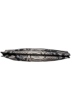 Coach - Black & Tan Snakeskin Foldover Clutch