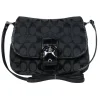 Coach - Black Monogram Print Fold-Over Crossbody w/ Leather Trim