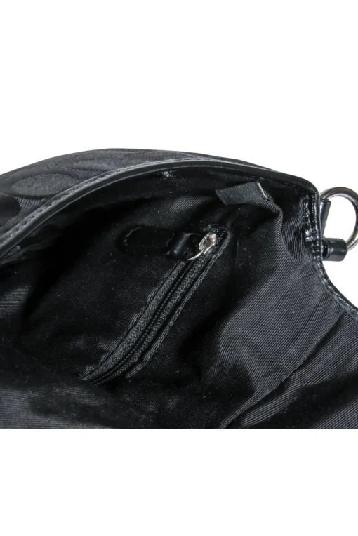 Coach - Black Monogram Print Fold-Over Crossbody w/ Leather Trim