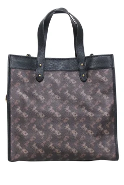 Coach - Dark Brown Field Tote With Horse & Carriage Print