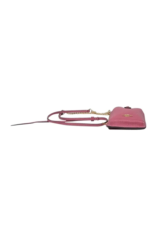 Coach - Pink Saffiano Leather Phone Crossbody Bag