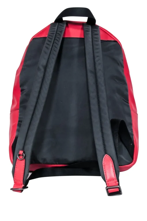 Coach - Red & Black Gingham Print Medium Charlie Backpack