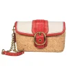 Coach - Tan, Red & Cream Woven Straw & Leather Convertible Wristlet
