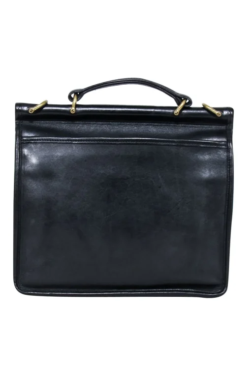 Coach - Willis Black Leather Vintage Messenger Crossbody Bag
