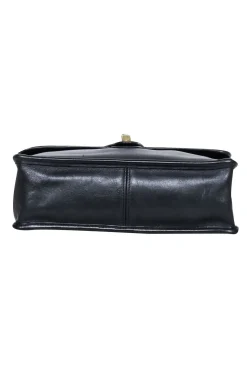 Coach - Willis Black Leather Vintage Messenger Crossbody Bag