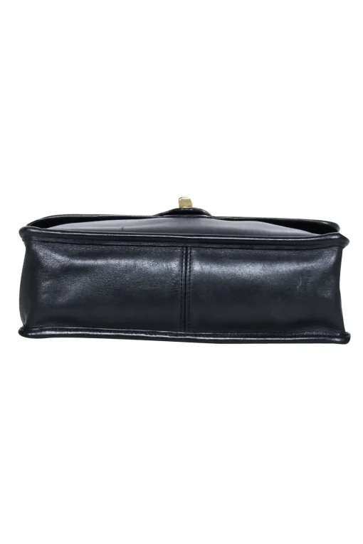 Coach - Willis Black Leather Vintage Messenger Crossbody Bag